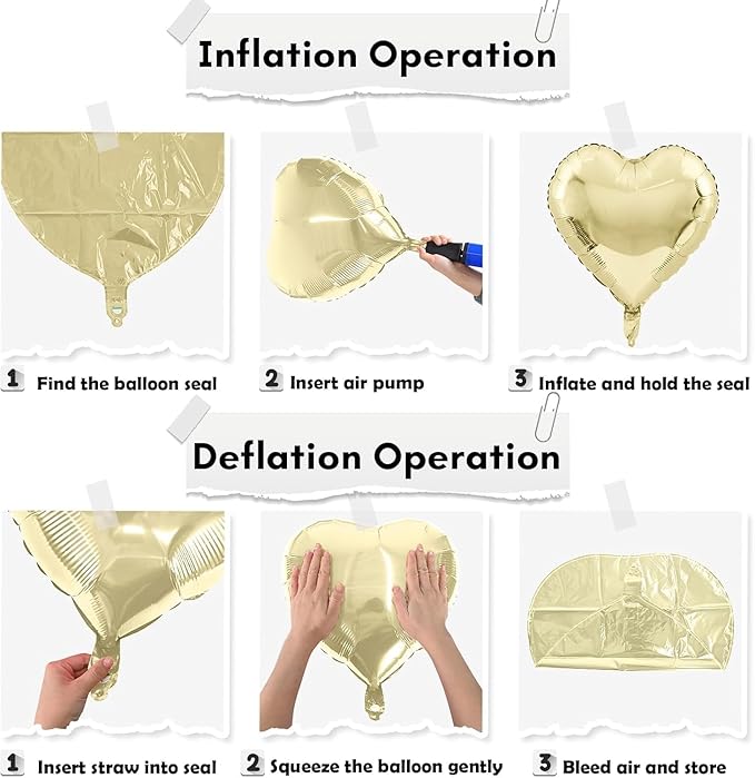 Black Gold Foil Heart Balloons, 18 Inch 10 Pcs Light Gold and Black Heart Shape Mylar Balloons Pastel Yellow and Black Heart Balloons for Birthday Graduation Valentines Baby Party Anniversary