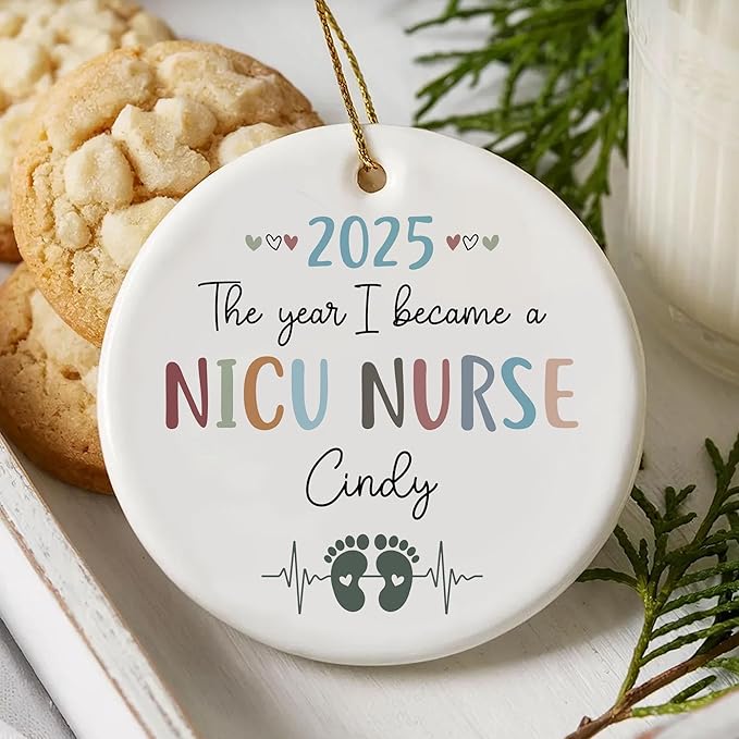 Personalized The Year I Became NICU Nurse Christmas Ornaments 2025, Neonatal Intensive Care Unit, First Christmas Keepsake for Nurse, Gifts for Rn Her Women, Nursing Grad, Nicu Grad Gifts