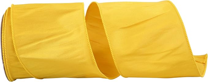 Reliant Ribbon 92975W-362-10F Dupioni Supreme Wired Edge Ribbon, 4 Inch X 10 Yards, Golden Yellow