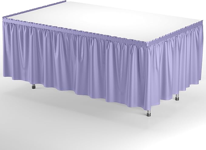 Exquisite Ruffle Table Skirt Lavender 6 Pack 14 Ft Long Table Skirts for Rectangle Tables 6ft Plus or Round Tables Skirts with Adhesive Strip for Gender Reveal Decor & Happy Birthday Parties