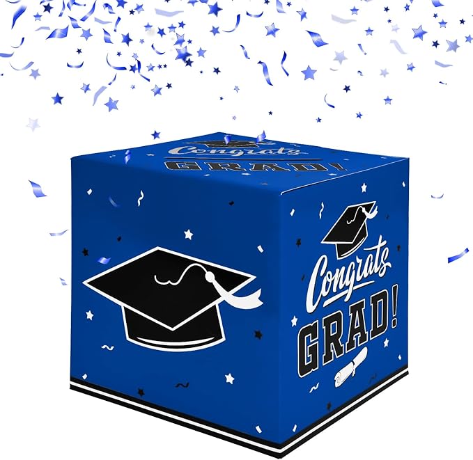 Gatherfun Graduation Decorations 2025 Graduation Box Graduation Card Box for Graduation Gift Graduation Party Favors Decor Party Supplies Blue