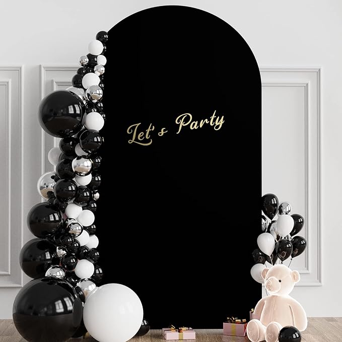 Wokceer 7.2 FT Wedding Arch Stand and Arch Cover, Metal Arch Backdrop Stand with Arch Stand Cover for Birthday Party Wedding Ceremony Bridal Baby Shower Event Decor, Black, DoorCover 1.2M-Black-K