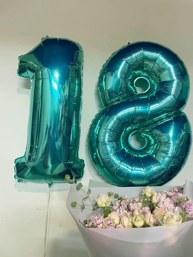 Helium Foil Teal Blue Number 8 Balloon 40 Inch, Mylar Eight Numbers 8 18 28 38 48 58 80 88 Birthday Balloons, Teal Blue Women Men Anniversary Graduations Party Supplies
