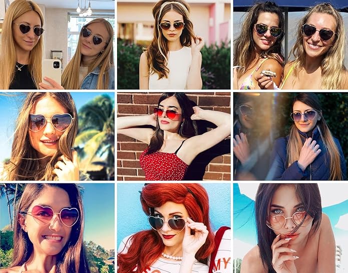 JOVAKIT Polarized Heart Sunglasses for Women Fashion Lovely Style Metal Frame UV400 Protection Lens