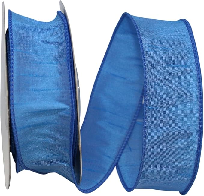 Reliant Ribbon 92975W-053-09F Dupioni Supreme Wired Edge Ribbon, 1-1/2 Inch X 10 Yards, Blue