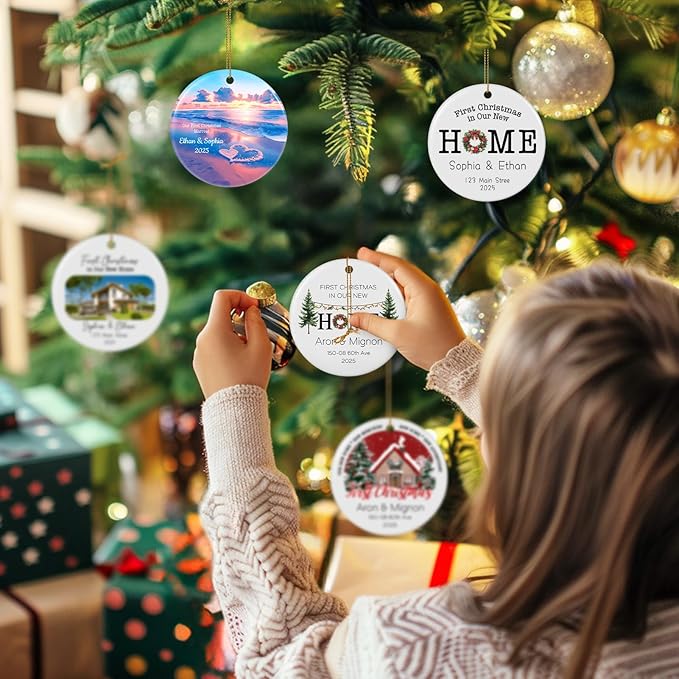 Personalized First Christmas in Our New Home Ornament 2025, Housewarming Gifts New House Photo Christmas Ornaments Christmas Tree Decoration, House Warming Gifts for Couples Owners Men Women