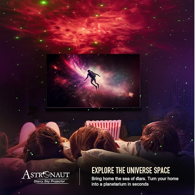 Galaxy Projector for Gaming Room Decor - Black Astronaut Star Projector, Cool Stuff for Men's Bedroom Accessories, LED Nebula Light with Remote, Christmas Gifts for Teen Boys & Gamers
