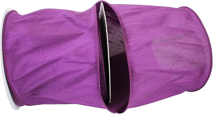 Reliant Ribbon 92975W-910-10F Dupioni Supreme Wired Edge Ribbon, 4 Inch X 10 Yards, Plum