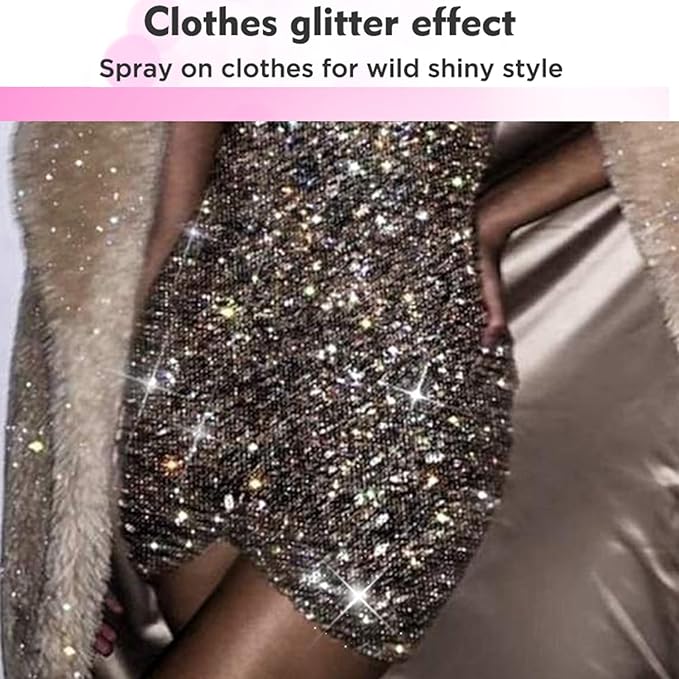 Holographic Body Glitter Spray - Silvery Shiny Shimmer for Hair, Face & Clothes | Quick-Drying, Long-Lasting Glitter Hairspray Temporary Shiny Mist for Festival, Rave, Music Concert, Prom Accessories