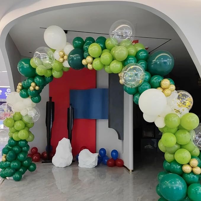 Dusty Green White Balloon Arch Garland Kit, 166Pcs Dark Mint Green Ivory White Balloons for Birthday Baby Shower Anniversary Jungle Safari Party Decorations
