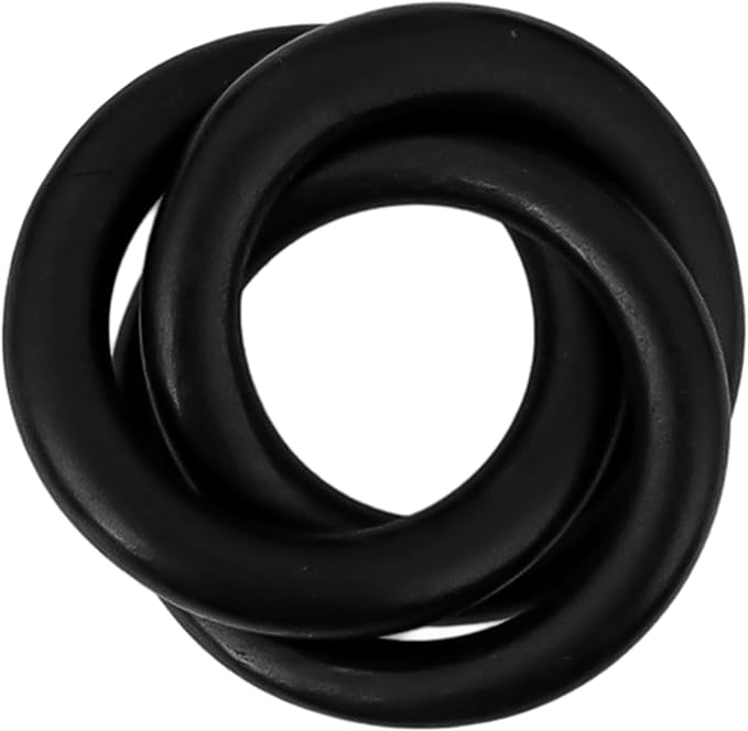 Three Ring Wooden Napkin Rings Set of 12 - Acacia Wood Interlocked Napkin Holder Cuffs for Dinner Table Décor - Rustic Modern Serviette Rings for Weddings, Parties, Receptions (Black) - CLEENTABLE