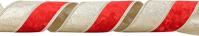 Red Velvet Wired Christmas Ribbon 4 Inch Extra Wide Thick Red and Gold Glitter Holiday Ribbon – 10-Yards Roll for Tree Decorations, Gift Wrapping, Wreaths, and DIY Crafts