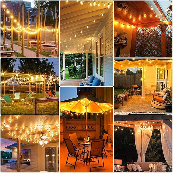 RTTY Outdoor String Lights 150ft, G40 Led Patio Lights with 75pcs Plastic Globe Bulbs,Shatterproof Waterproof Connectable Hanging for Porch Cafe Bistro Backyard Gazebo Balcony Deck Party