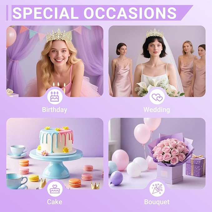 Tiara Crown for Women, Queen Tiara for Birthday Prom Bridal Party Custome Gold