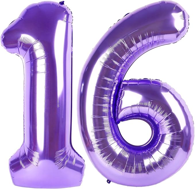 Purple Number 16 Balloon