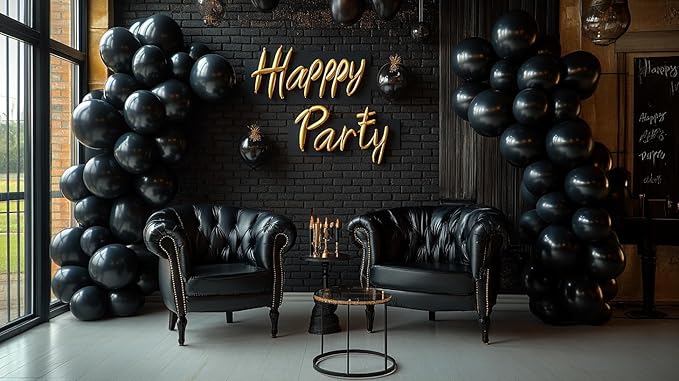 Bezente Pro Duralatex Black Balloons - 3.2g Premium 100 Pack 12 inch Black Balloons for Long-Lasting Professional Party Decorations, Large Birthday Graduation Wedding Anniversary