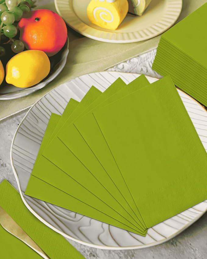 qiqee Avocado Green Paper Napkins 13 * 16inch Guest Paper Disposable Towels Napkin Paper Hand Towels for Wedding, Dinner, Birthday Party, Dessert Cocktail & Kitchen Napkins( 120 Count)