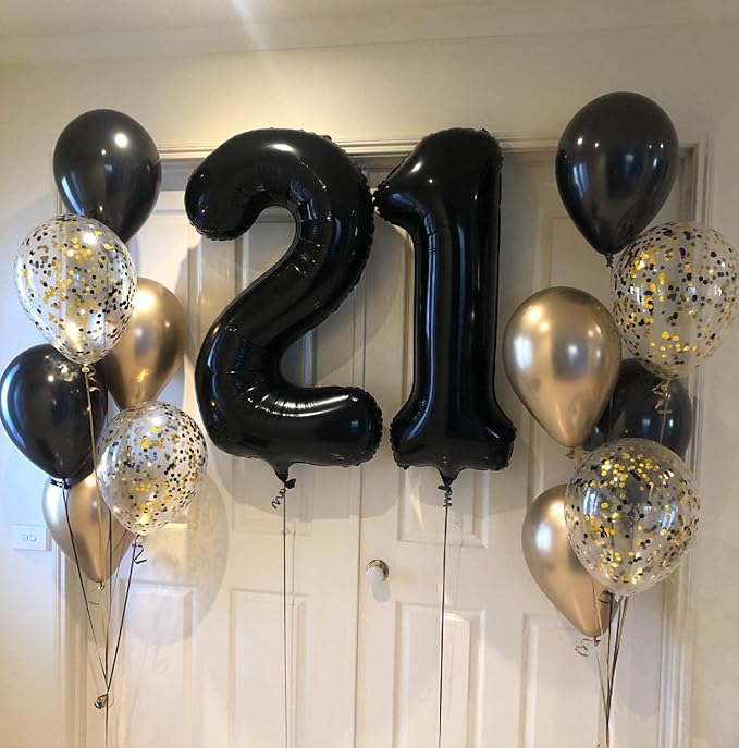 40 Inch Black 13 Number Balloons Giant Jumbo Huge 13 or 31 Foil Mylar Helium Number Digital Balloons Black Birthday Mylar Digital Balloons 13th 31st Birthday Anniversary Events Party Decorations
