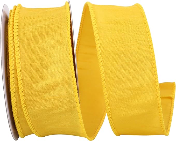 Reliant Ribbon 92975W-362-09F Dupioni Supreme Wired Edge Ribbon, 1-1/2 Inch X 10 Yards, Golden Yellow