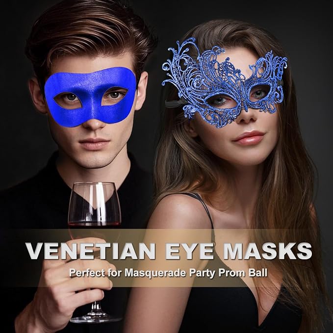 Couple Masquerade Mask for Women Men Venetian Mask Halloween Mask for Party Prom Ball Costume Lace Mask