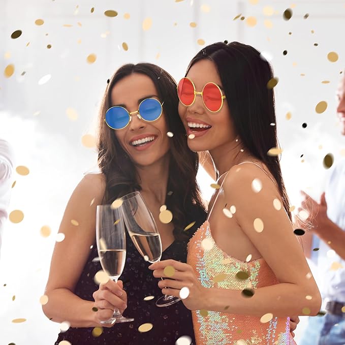 CHRORINE 24 Pcs Hippie Costume Accessory Set for Hippie Party Decorations Includes Flower Headbands Round Hippie Sunglasses Peace Sign Necklace