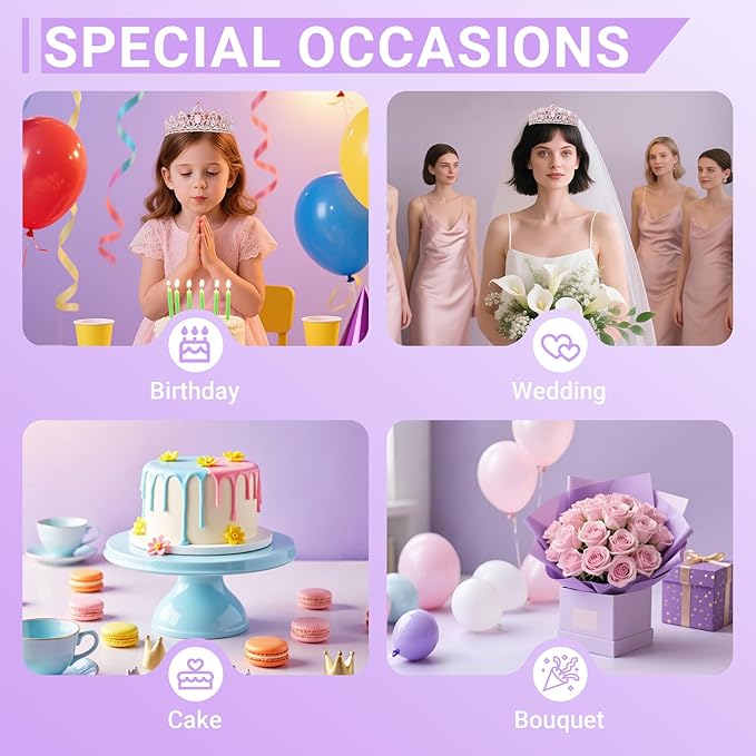 Tiara Crown for Women, Queen Tiara for Birthday Prom Bridal Party Custome Pink