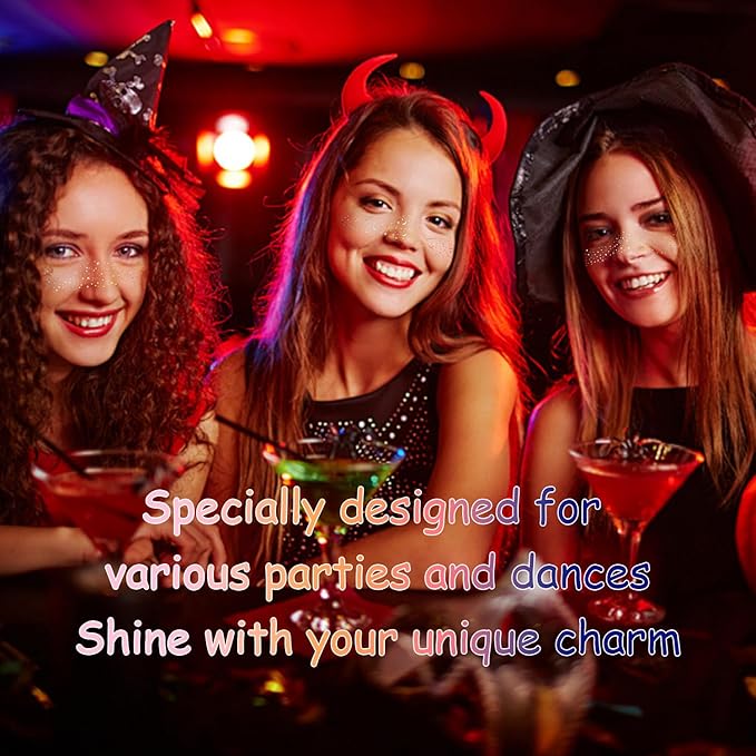 10 Pcs Face Holographic Laser Makeup Patches, Holographic Multichrome Glitter Freckles Face Tattoo, Glitter Freckles, Sparkle and Waterproof Face Glitter Temporary Tattoos for Women