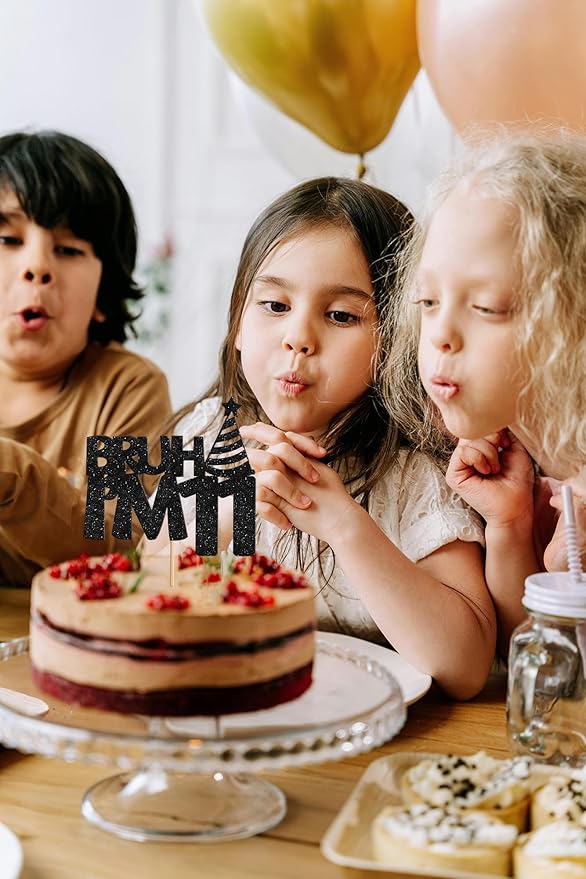 Bruh I’m 11 Cake Topper - Glitter Black 11th Birthday Cake Decorations, 11 Years Old Birthday Cake Smash Decor (11)