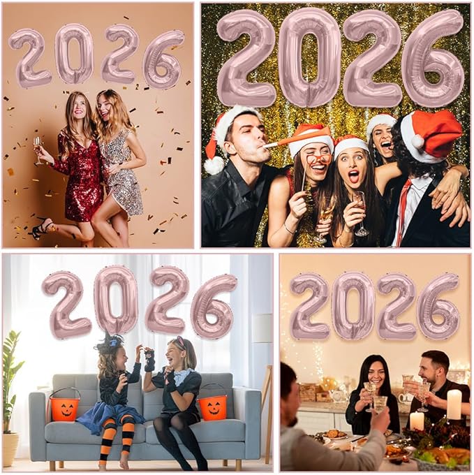 2026 Balloons, 40 Inch 2026 Number Balloons Rose Gold 2026 Balloon Large Foil New Year Balloon Numbers 2026 Mylar Baloons for Birthday Christmas Graduation New Years Eve Party Supplies Decorations