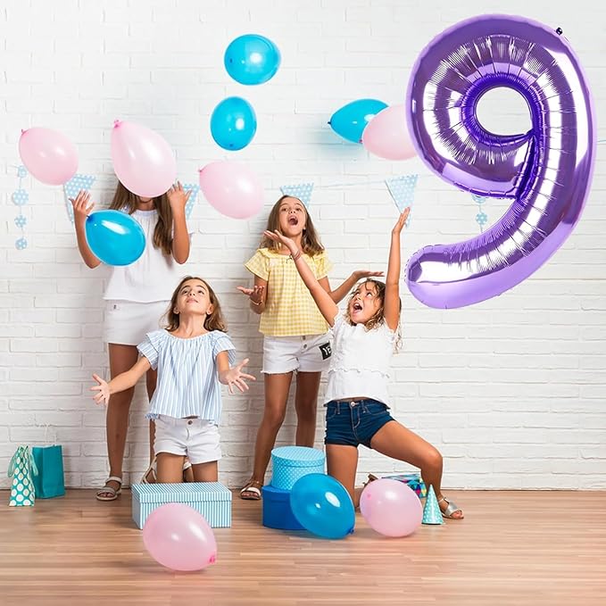 Purple Number Balloons, 40 Inch Purple Balloon 8.8 Helium Balloon 8th Birthday for 8 Years Birthday Decoration Children Girls Boys