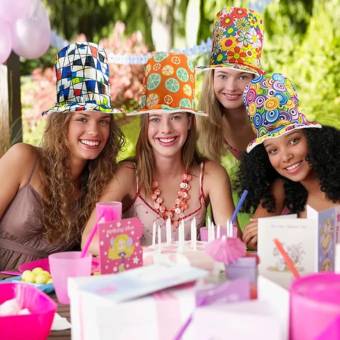 6 Assorted Pattern Funny Party Top Hats - Novelty Crazy Hats - Dress Up Costume Hats - Photo Booth Props for Adults Teen
