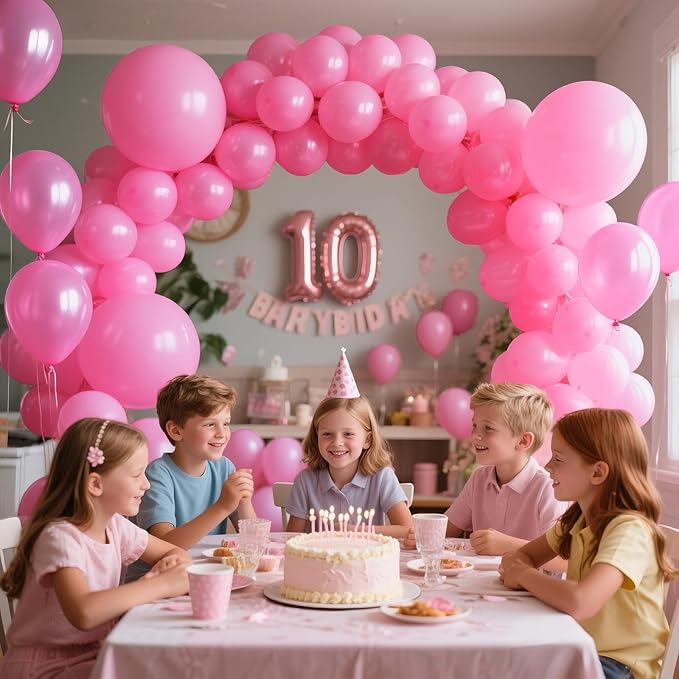 KAWKALSH Pink Balloon 110pcs,12 Inch Thickened Latex Party Balloons Helium Bright Color for Birthday Baby Shower Wedding Party Supplies Arch Garland Decoration