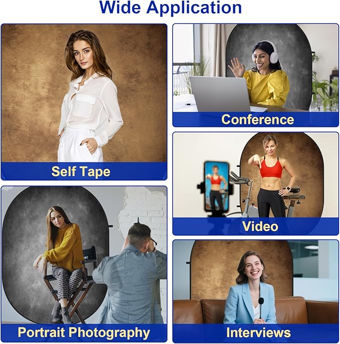 Kate 5x6.5ft Collapsible Backdrop Pop Up Photo Backdrops Grey Brown Portable Background for Portrait Photography, for Video, for Live Stream