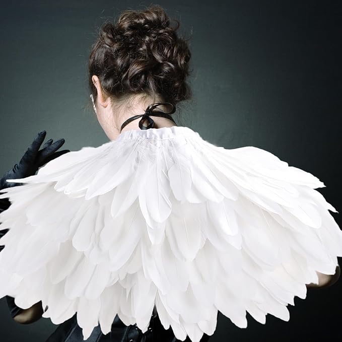 Gothic Natural Feather Shrug Feather Shawl Wrap Cape Victorian Collar for Halloween Cosplay Party Costume Accessories
