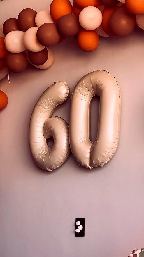 2026 Light Brown 40 Inch Mylar Foil Number 6 Balloon, Birthday Balloons for 6 16 Boy Girl Party Decorations Supplies,Light Brown Big Helium Balloon Numbers for 26 36 46 60 Men Women Anniversary