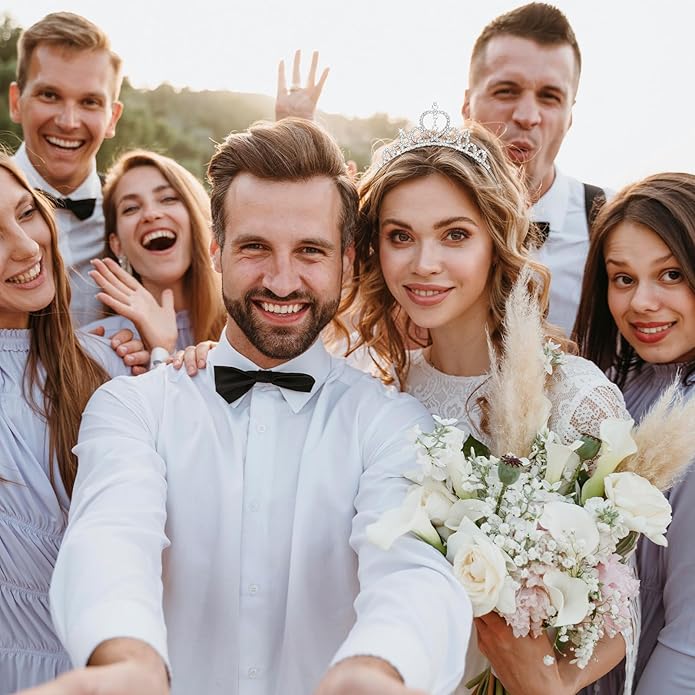 4 Pcs Princess Crown Tiara, Silver Crystal Rhinestone Headband, Sparkly Princess Crowns with Pearl Accents for Women, Wedding Birthday Halloween Party Christmas Gifts