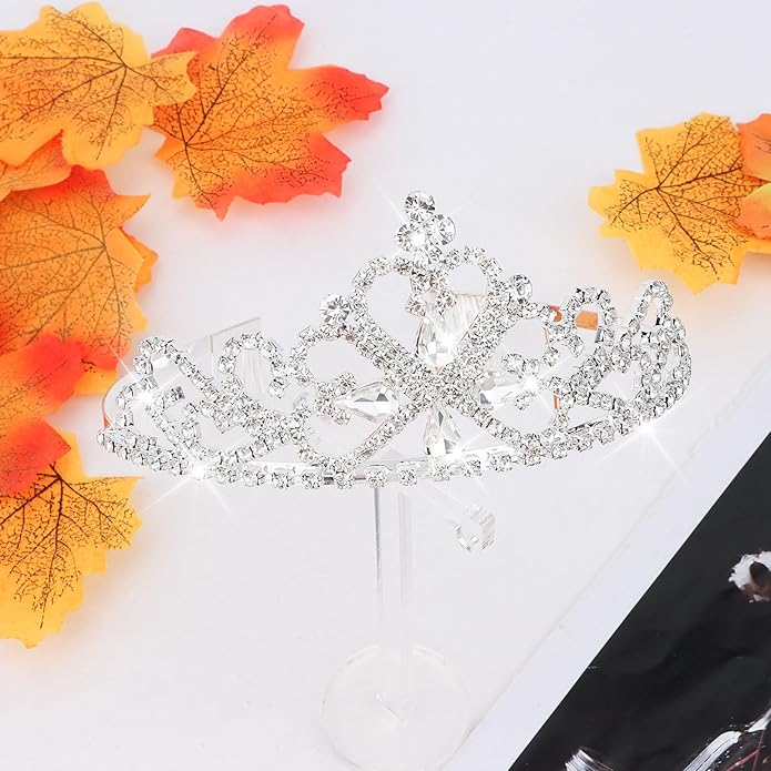 Silver Crown Tiaras for Women Crystal Queen Crown Princess Elegant Crowns with Combs for Bridal Wedding Prom Birthday Party-Pattern 1