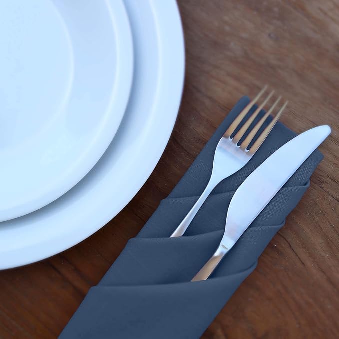 Ruvanti Cloth Napkins Set of 6, 18x18 Inches Napkins Cloth Washable, Soft, Durable, Absorbent, Cotton Blend. Table Dinner Napkins Cloth for Hotel, Lunch, Restaurant, Wedding Parties - Ocean Blue