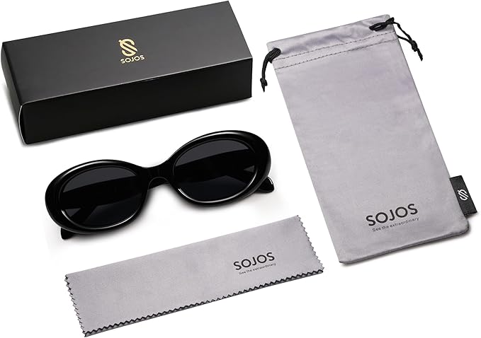 SOJOS Small Retro Oval Polarized Sunglasses for Women Men 90s Vintage UV400 Protection Tiny Sun Glasses SJ2286