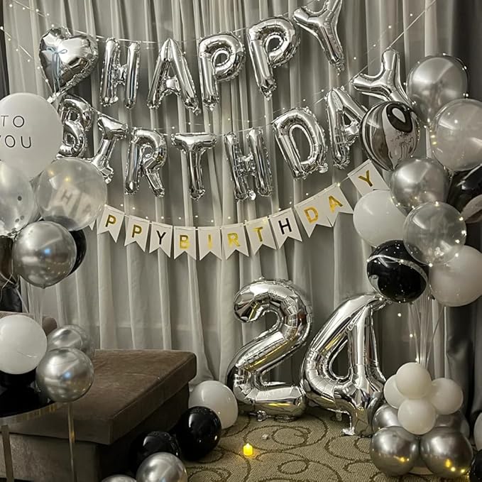 40 inch Silver Number Balloon Giant Foil Helium Balloons Silver Number 5 Balloon for 5th Birthday Party Anniversary Decorations Supplies