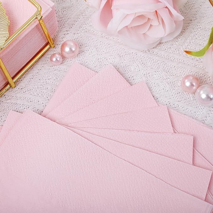 FLOWERCAT 100-Count 2-Ply Pink Cocktail Napkins - Beverage Napkins Disposable Premium Quality - 5" x 5" Pink Paper Napkins for Party & Mother's Day,Bar,Weddings,Birthday