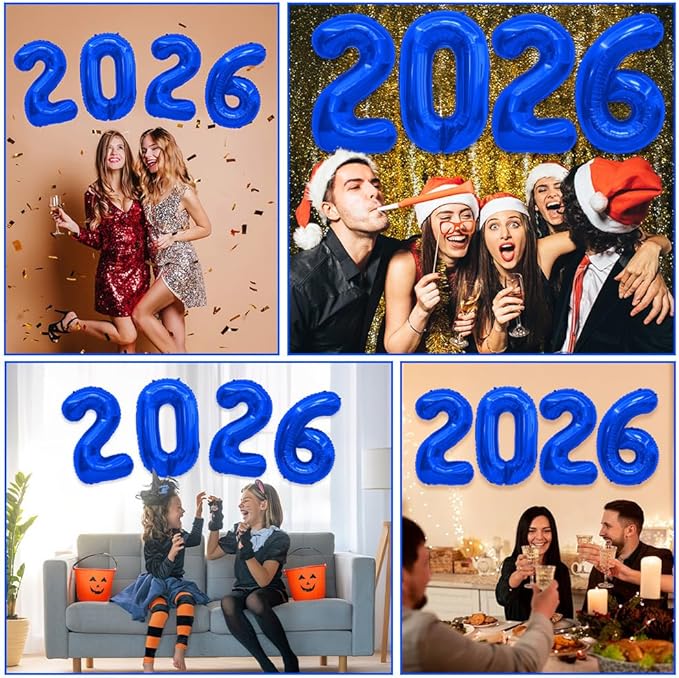 2026 Balloons, 40 Inch 2026 Number Balloons Royal Blue 2026 Balloon Large Foil New Year Balloon Numbers 2026 Mylar Baloons for Birthday Christmas Graduation New Years Eve Party Supplies Decorations