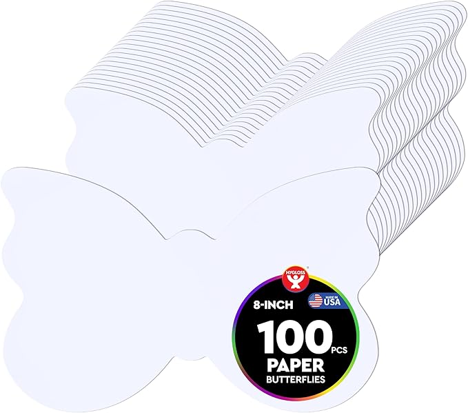 Hygloss Butterfly Shape Paper Cut-Outs for Arts & Crafts-Many Creative Uses-Classroom Activities-8 x 5 Inches, White 100 Piece