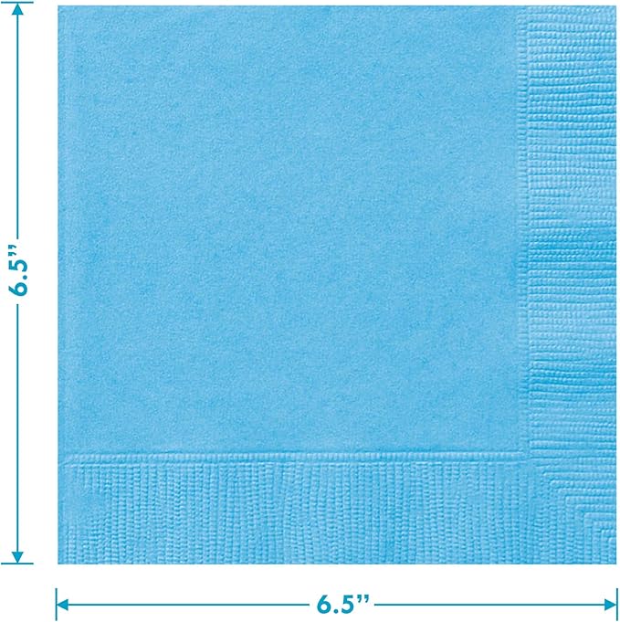 Solid Pale Blue Paper Dinner Plates and Luncheon Napkins for Blue Party Supplies and Baby Shower Decorations (Serves 16)