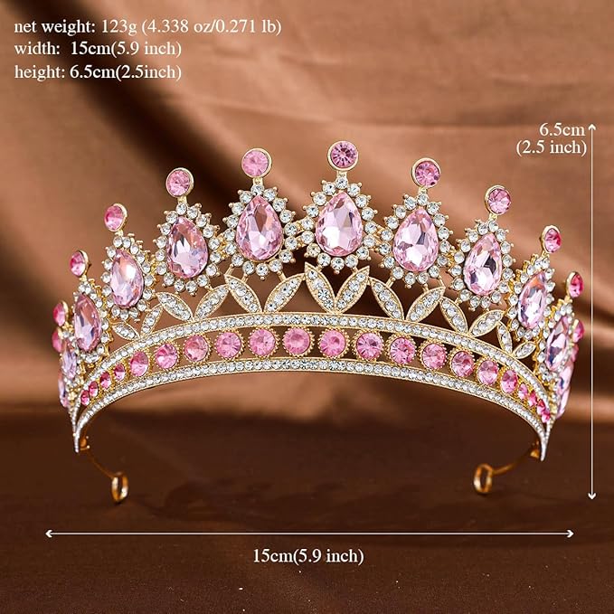 FORSEVEN Crystal Tiaras and Crowns for Women - Wedding and Birthday Party Princess Crown Hair Accessories - Bride Rhinestone Headband Halloween Decorations Hairband