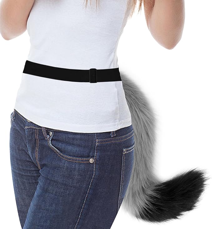 HAOAN Furry Fox Mask Wolf Fox Tail and Paw Gloves Set Adult Cat Halloween Mask Cosplay Animal Party Costume