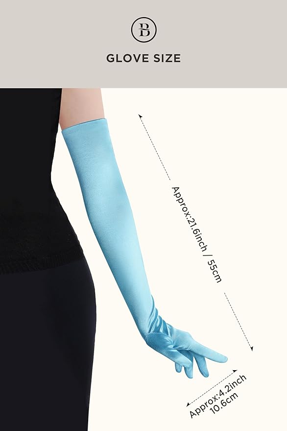 BABEYOND Long Opera Party 1920s Satin Tea Party Gloves Costume Stretchy Adult Size Elbow Length Bridal Gloves
