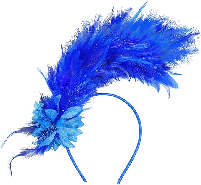 Feathers Fascinator Headband 1920s Queen Headpiece Fascinators Hats for Women Tea Party Flower Headpiece