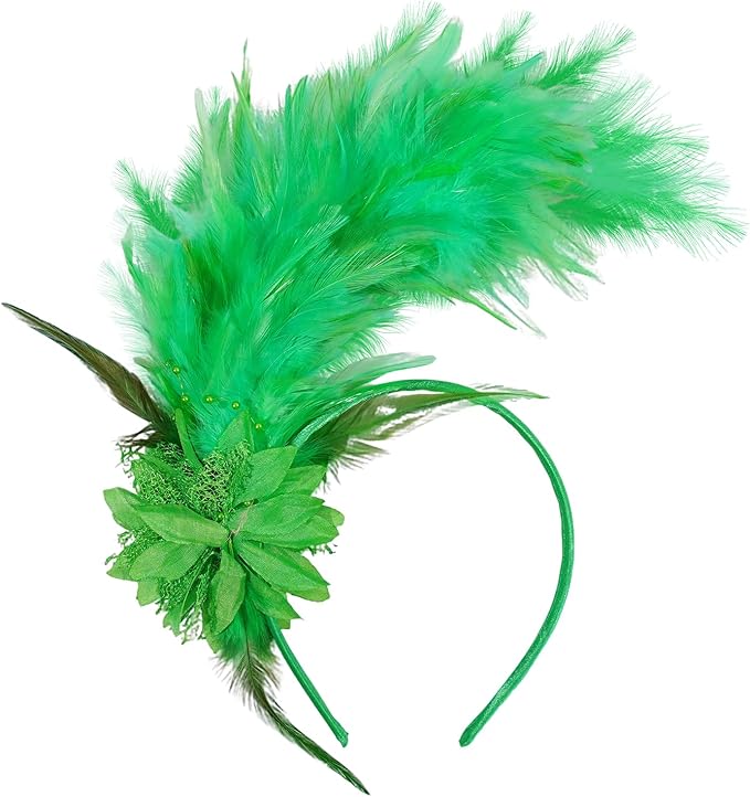 Feathers Fascinator Headband 1920s Queen Headpiece Fascinators Hats for Women Tea Party Flower Headpiece