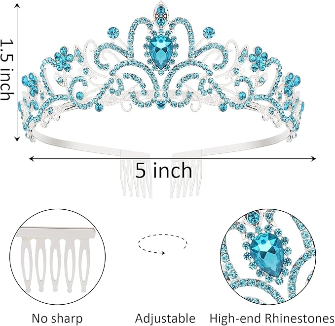 Birthday Crowns for Women, Tiaras and Crown for Women, Tiara for Women Birthday Queen, Birthday Crown and Sash for Women, Blue Rhinestone Queen Tiara with Birthday Girl Sash, Birthday Princess Tiara